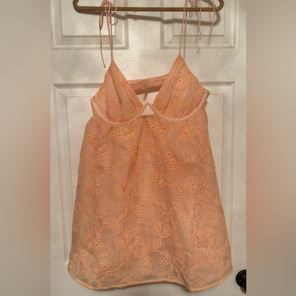NWT For Love & Lemons Peach Eyelet Sundress XL - Picture 6 of 11